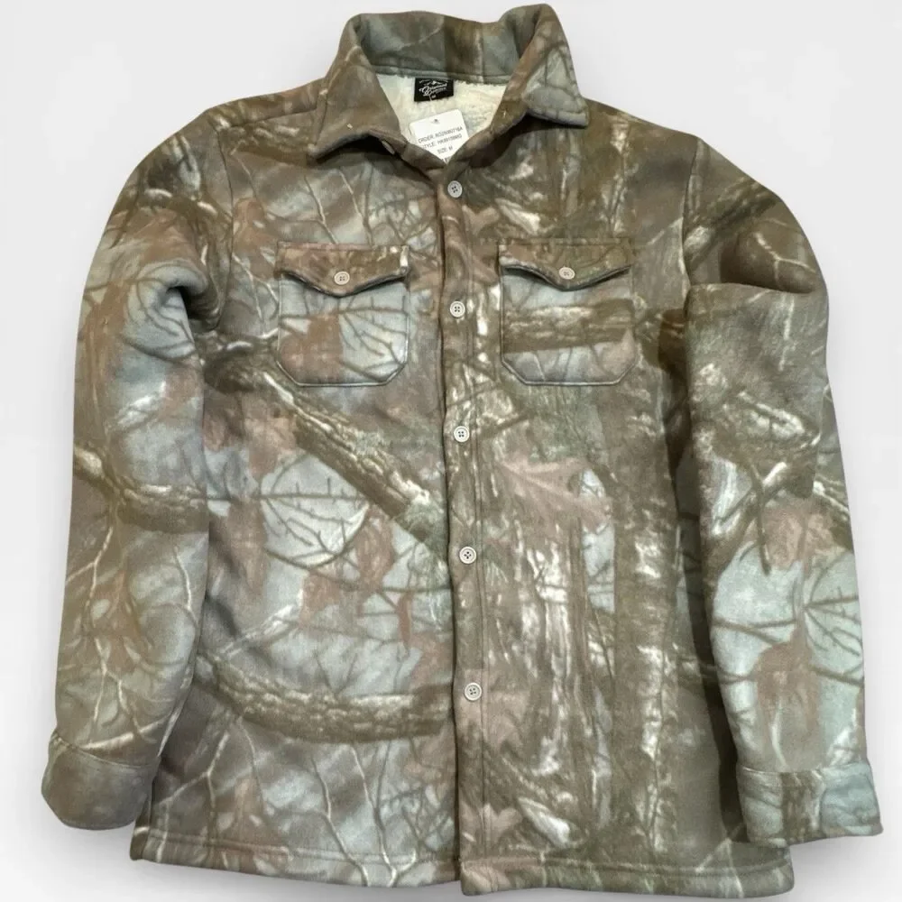 NWT Camo Sherpa Lined Shacket Jacket M‎ Button Front Original Deluxe Supply